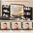 thumbnail image 5 of Akaber Vanity with Mirror and Lights, 58.2" Makeup Vanity Table with LED Lights and Power Outlet, Black Vanity Desk with Stool, 5 of 8