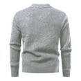 thumbnail image 4 of ZCFZJW Mens Sweater V Neck Pullover Sweaters Lightweight Casual Fall Spring Long Sleeve Cable Knit Textured Collared Sweater Tops Gray XXXL, 4 of 4