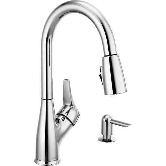 Peerless Faucet 1 Handle Pull-Down Spray Kitchen Faucet with Soap Dispenser in Chrome P7901LF-SD-W
