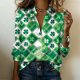 thumbnail image 5 of TaTaai Women Fashion St. Patrick's Day Printed Satin Long Sleeve Shirt Ladies Lapel Button Down Casual Loose Blouse Satin Top for Daily Party Work Vacation Spring Winter Wear Gift, 5 of 5