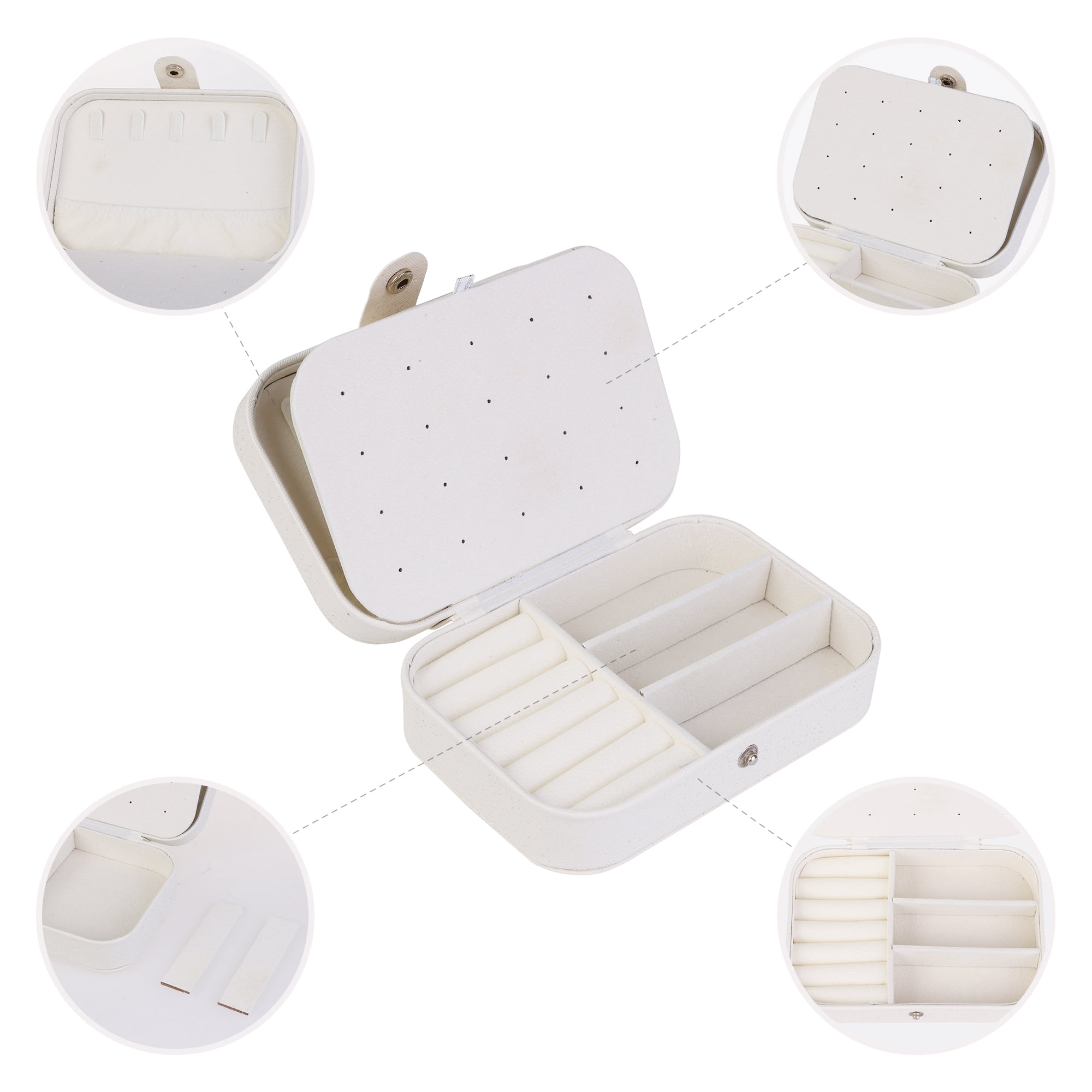 Unique Bargains Jewelry Box Small PU Leather Jewelry Organizer Case Storage Display Holder Gold Pink