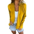 thumbnail image 2 of ITSAME Womens Cardigan with Long Sleeve, Lapel Open Front Loose Plus Size Fashion Dressy Jacket Outwear Yellow S, 2 of 6