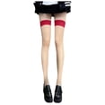 thumbnail image 1 of WEAIXIMIUNG Chaussettes Rayées Vertes et Blanches Bas Patchwork pour Dames Bas Longs Aguichant, 1 of 3