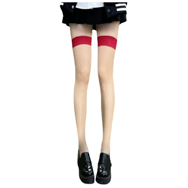 WEAIXIMIUNG Chaussettes Rayées Vertes et Blanches Bas Patchwork pour Dames Bas Longs Aguichant