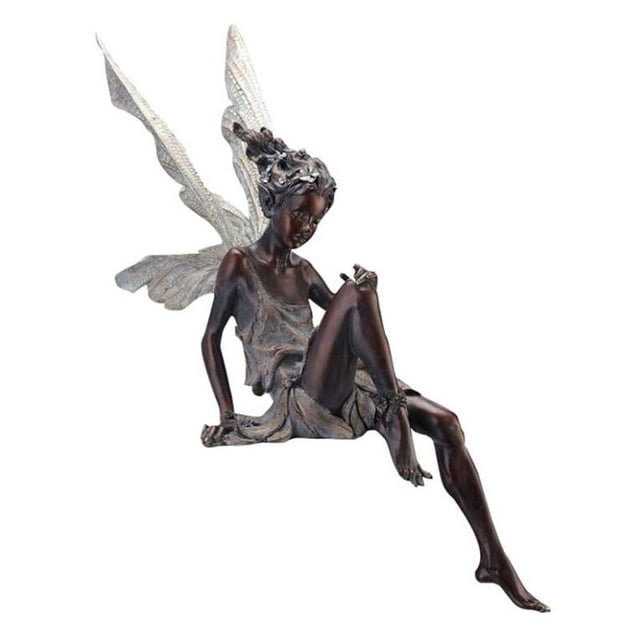 Estatua de hada, escultura de ángel, ángel, duendecillo, artesanía, figura de jardín, adornos para el hogar, patio, decoración de césped (marrón)