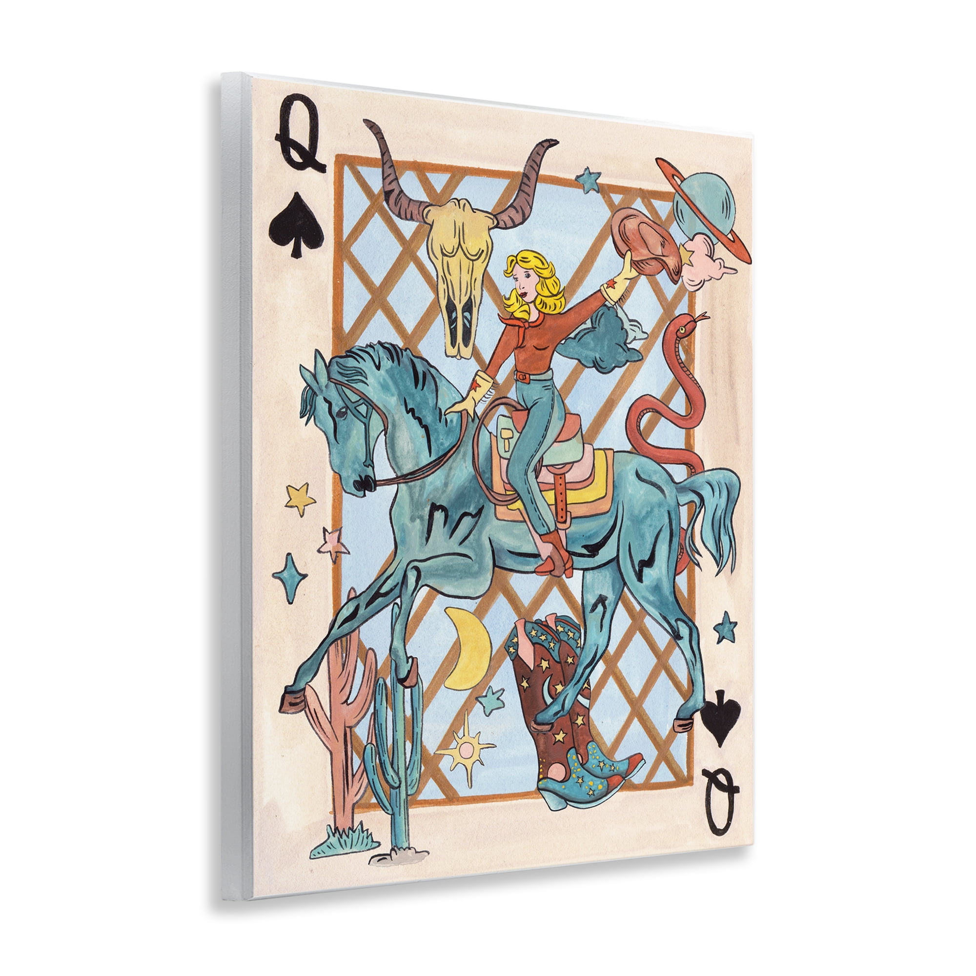 Stupell Industries Cowgirl Queen of Hearts Entertainment Painting Unframed Art Print Wall Art, 11 x 14