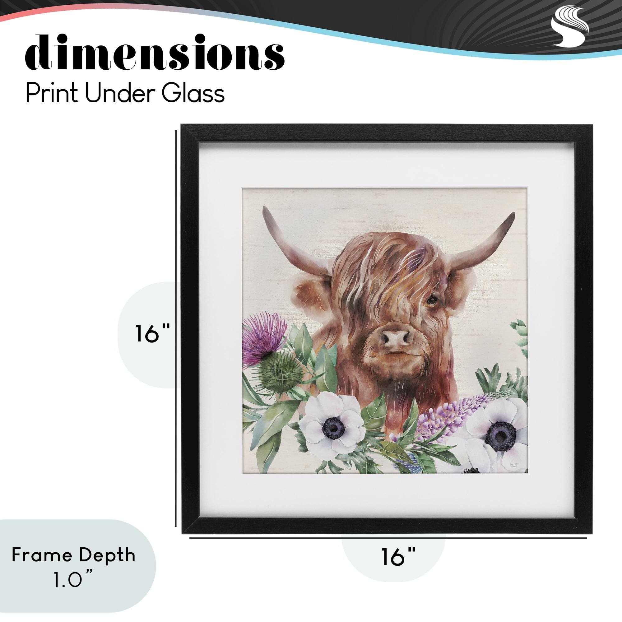 Stupell Industries Penny The Highland Cow Black Framed Print Under Glass, design by Lux + Me Designs