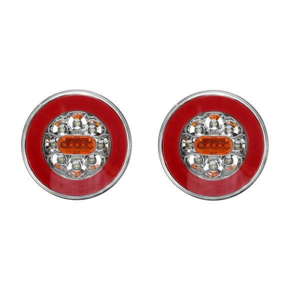 2X Round LED 4 in 1 Truck Tail Light 12-24V Dynamic Tail Turn Signal Reverse Rear Brake Stop Light for Trailer Lorry RV