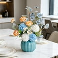 thumbnail image 5 of Pumpkin-Shaped Ceramic Vase with Handmade Silk Flower Arrangement for Living Room, Dining Table, and Home Decor Blue, 5 of 5