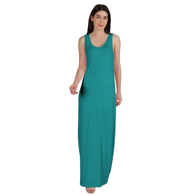 Inkmeso Basics Robe Longue Débardeur Sans Manches pour Femmes Décontractée d'Été de Tous les Jours en Jersey