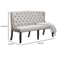 thumbnail image 5 of Benjara Stylish Long bench with tufted back- ivory, 5 of 11