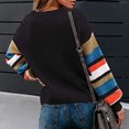 thumbnail image 3 of Pntutb Blusa de manga larga con rayas de arcoíris de punto de cable para mujer Pntutb Pntutb-2268, 3 of 9