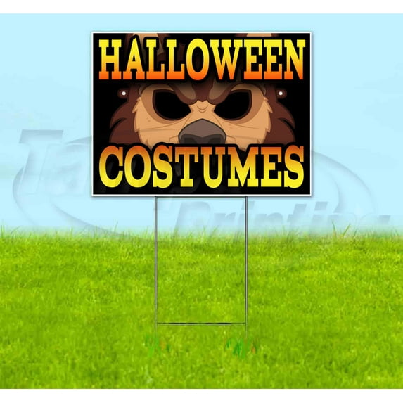 Halloween Costumes V8 Wolf Mask (18" x 24") Yard Sign, Includes Metal Step Stake