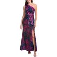 thumbnail image 3 of Adrianna Papell womens  One Shoulder Jacquard Gown, 12, Navy, 3 of 4
