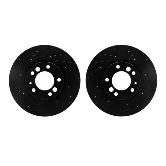 Dynamic Friction Company Front Brake Rotors-Drilled and Slotted-Black 8002-31053