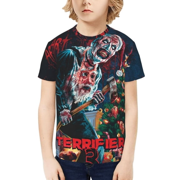 Terrifier T-Shirt for Boys Girls Youth, 3D Printed Graphic T-Shirts Short Sleeve Summer Casual Tee Shirts for Kids