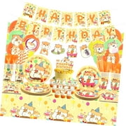 SKYSONIC Hamster Themed Birthday Party Decor - Includes Banner, Plates, Cake Topper, Cups, Napkins, Balloons, and Tablecloth for a Hamster Celebration - Suitable for 20 Guests