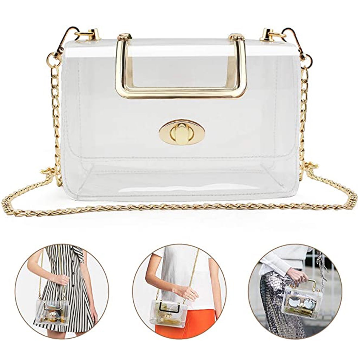 QingY-Clear Purse Bag for Women, Clear Bag Stadium Approved, See ...