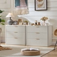 thumbnail image 6 of LEYAOYAO Fluted 3-Drawer Farmhouse Nightstand, Rustic Bedside Table, Mid-Century End Table for Bedroom & Living Room, White, 6 of 9
