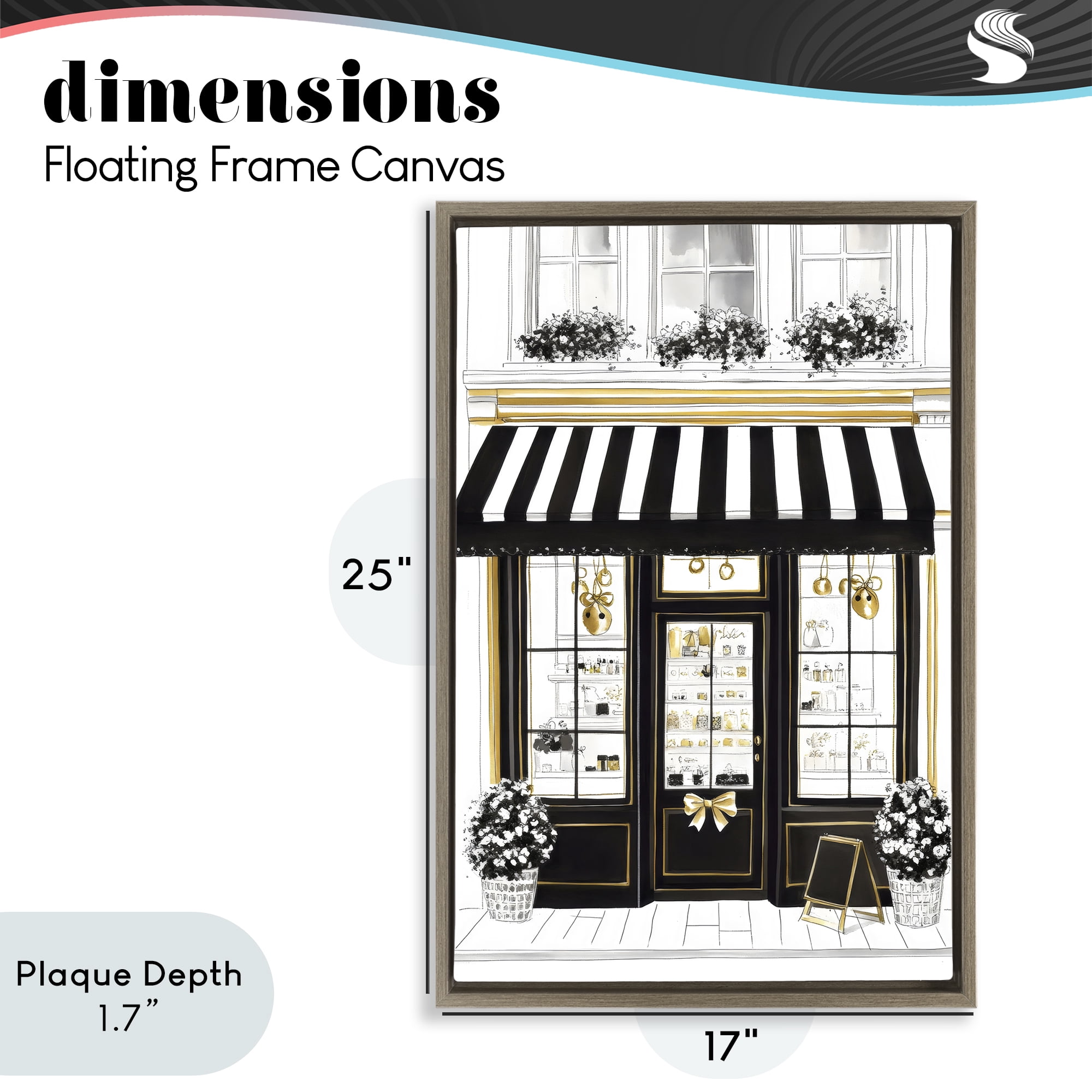 Stupell Industries Paris Storefront Window Display Brown Framed Floater Canvas Wall Art, design by Petal Prints Design