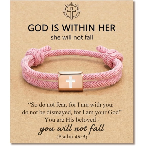 Adjustable Cross Bracelet for Gils - Religious Gifts for Baptism, First Communion, Birthdays, and Easter, Includes Inspirational Card