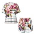 thumbnail image 2 of Yiaed Bird and Floral Print Short Sleeve Pajama Sets for Women Casual Crew Neck 2 Piece Lounge Sets Women's Short-Sleeved Pajama-XX-Large, 2 of 5
