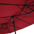 thumbnail image 4 of 15 x 9 Pi. Grand Parasol Rectangulaire Double Face pour le Marché Extérieur à Deux Patios, Bourgogne, 4 of 5