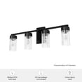 thumbnail image 6 of Hunter - Gatz 4-light Matte Black, Medium Size Vanity Light, Dimmable, Modern Style, for Bedrooms, Dining, Living Rooms - 45223, 6 of 6