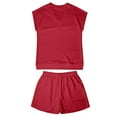thumbnail image 6 of Women's V-Neck Short Sleeve Top and Shorts Set Casual Summer Outfit Soft Comfortable Wear Stylish Two Piece Suit for Daily, 6 of 8