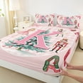 thumbnail image 3 of Homewish Initial K Letter Twin Sheet Sets for Kids, Cartoon Princess Elf Twin Fitted Sheet, Pink Xmas Buffalo Plaid Flat Sheet, Ultra Soft Bedroom Decor, 3 Pieces, 3 of 7