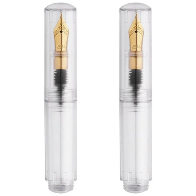2X Mini Pocket-Size Eyedropper Fountain Pen Writing Ink Pen F Nib Ink Pen Portable Mini Pocket Pen Transparent