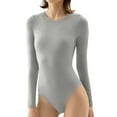 thumbnail image 2 of KDFJPTH Womens Crew Neck Long Sleeve Bodysuit Comfortable Against The Skin Tops Body Suits Women Clothing Long Sleeve Thong Body Suit, 2 of 5