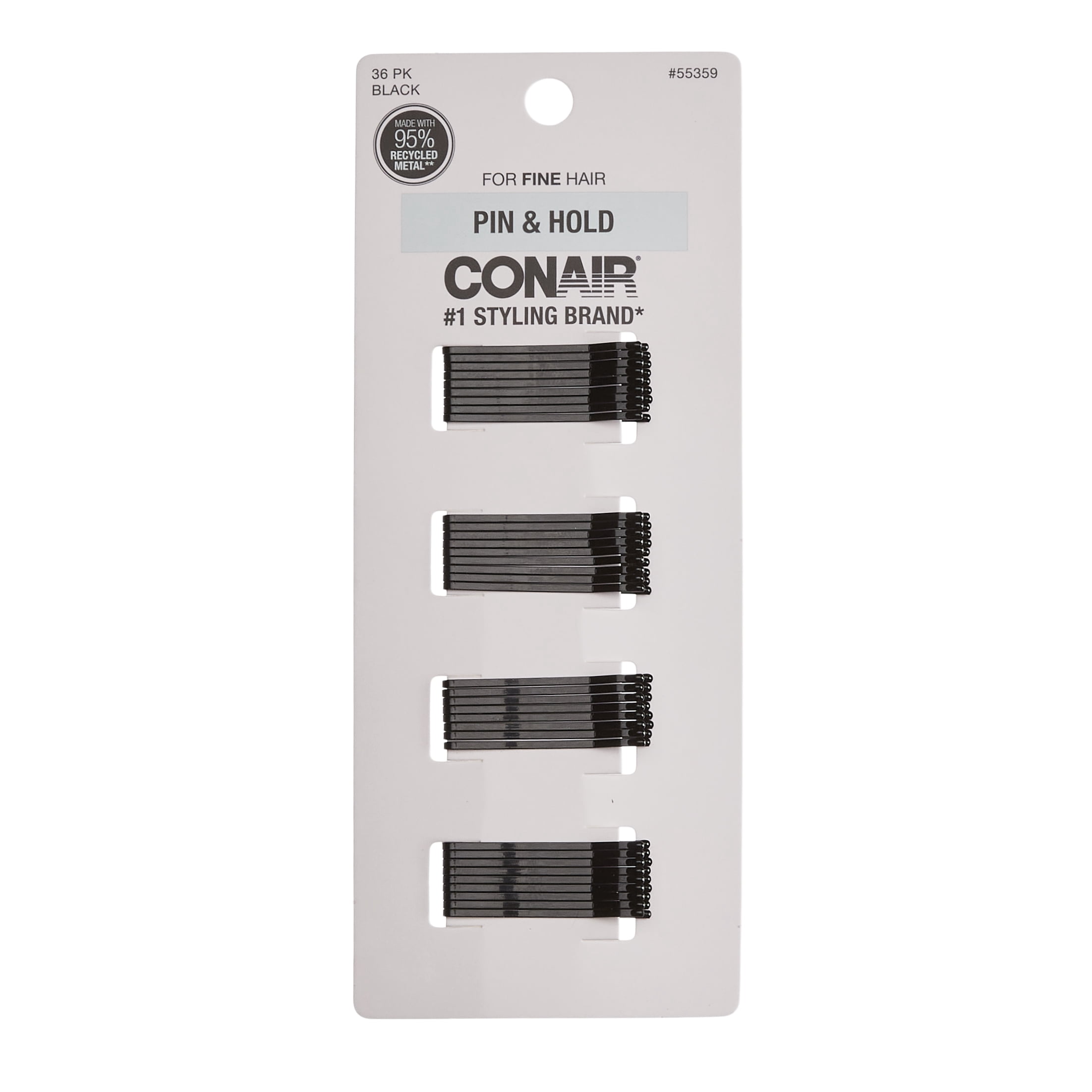 Conair Mini Bobby Pins, Great for Styling, in Black, 36 Count