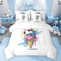 Feelyou Ice Cream Football Bedding Comforter Set 7pcs, Watercolor Artwork Full Bedding Set