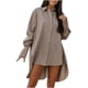 thumbnail image 1 of Mujeres moda Turndown Collar manga larga Color sólido Irregular Casual camisa Tee Tops Fridja  czfsfas6506, 1 of 9