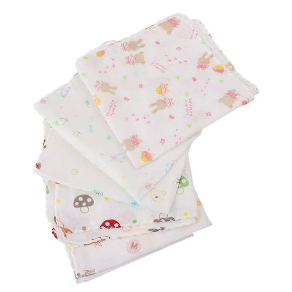 5 Pièces Burp Cloths Muslin Diapers Cloth Couches Draps de Mousseline 30 X 30cm