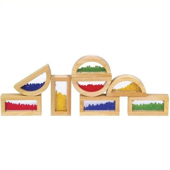 Guidecraft Perle de Cristal Arc-en-Ciel de Bois Dur et Blocs de Bois en Multicolore