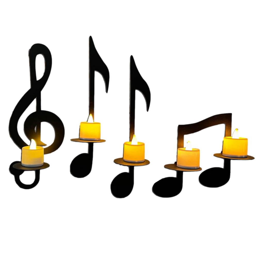 Laideyi Music Notes Candle Holders Black Metal Candlestick Holder Decorations Santo Home Sol