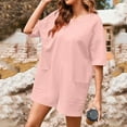 thumbnail image 2 of Women's Oversized Athletic Tee Romper Short Sleeve Jumpsuit with Pockets, Casual Workout Romper Shorts, Back Neck Hollow Out, Stretchy Comfy Lounge Wear Travel Essentials, 2 of 9