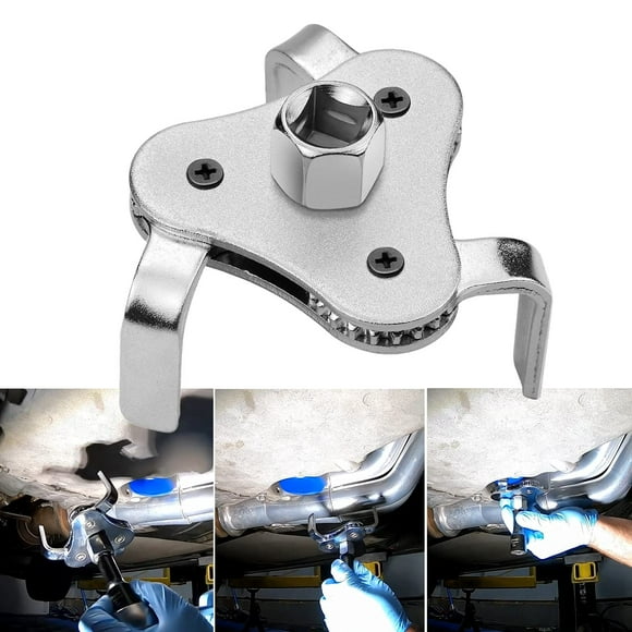 Adjustable Oil Filter Wrench Remover Use From 2-1/2 inch to 4.5 inch Oil Filter Wrench Remover Tool Set 3 Jaw - Silver