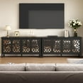thumbnail image 2 of CozyHome 63" Carved Buffet Cabinet with Mirrored Door, Modern Console Cabinet with Storage and Adjustable Shelves, Wood Media Cabinet for Entryway, Living Room, Bedroom, Dining Room, Bathroom (Black), 2 of 8