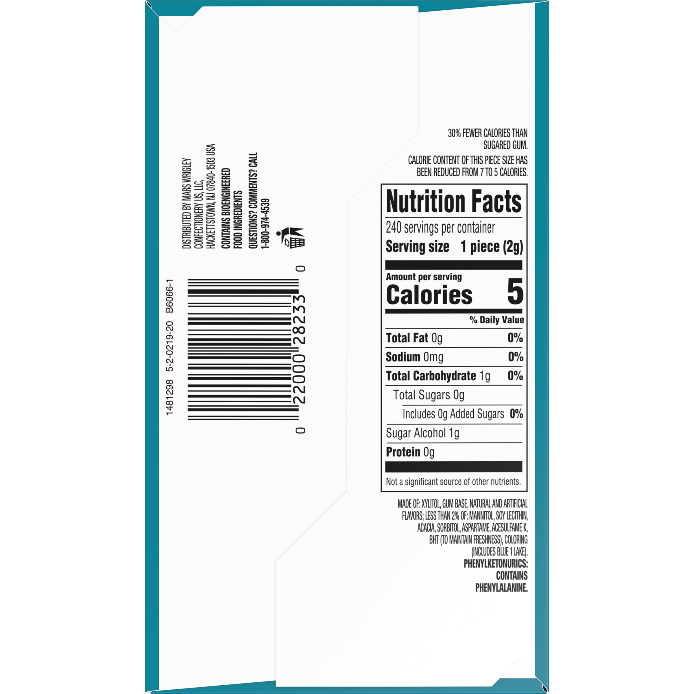 EXTRA Refreshers Mint Mix Gum, 3.21-Ounce 40-Piece Bottle (Pack of 6)