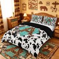 thumbnail image 2 of meiyoeat Cow Print Monogram A Bedding For Boys,Western Leopard Initial Duvet Cover Full,Black Reversible,3pcs,1 Duvet Cover and 2 Pillowcases, 2 of 6