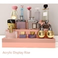 thumbnail image 4 of YMVV 12 IN Rose Gold Mirror Acrylic 3 Tier Display Riser Perfume Organizer, Perfume Cologne Organizer Holder, Pops Toy Figures, Clear Cupcake Riser, Dessert Shelf, 4 of 6