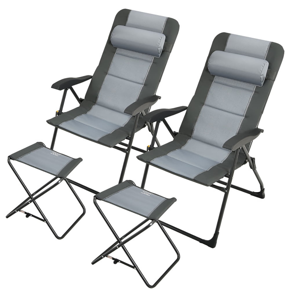 Aimee Lii Set of 2 Patio Folding Dining Chair with Ottoman Set Recliner Adjustable, Outdoor Patio Furniture, Gray Aimee Lii Set of 2 Patio Folding Dining Chair with Ottoman Set Recliner Adjustable, Outdoor Patio Furniture, Gray