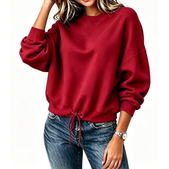 Ounisa Women's Winter Fashionable Casual Sweatshirt Long Sleeved Pullover Sweatshirt Hooded Sweatshirt