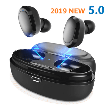 Wireless Bluetooth Earbuds, Hands-free Calling Sweatproof In-Ear Headset Earphone with Charging Case for iPhone/Samsung & Smart Phones, (Best Bluetooth Handsfree 2019)