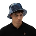 thumbnail image 6 of Daiia Indigo Patchwork Quilt Pattern Bucket Hat - Trendy Cotton Sun Hat for Beach, Golf, Fishing - Fun Outdoor Vacation Boonie for Men and Women, 6 of 9