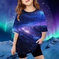 thumbnail image 2 of Shadoumai Galaxy Shirt for a Toddler Girl Shamrock Four Leaf Crewneck Short Sleeve T Shirts Casual Pullover Tops T-Shirts Toddler To Big Kid, 2 of 4