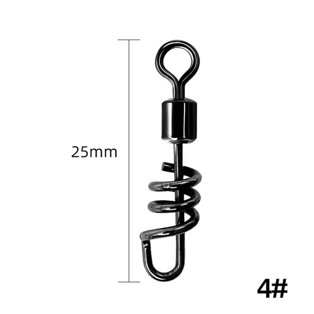 100Pcs Fishing Lure Connector with Screwed Snap Fish Rolling Swivels Corkscrew